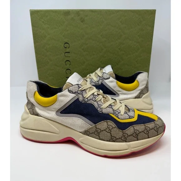 Gucci Rhyton GG Beige White Yellow Sneaker Size 12 US 11 Gucci
