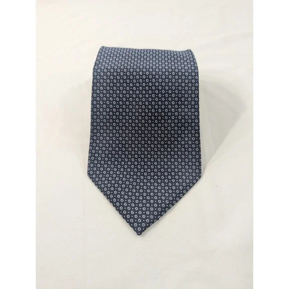 GUCCI Necktie Tie Blue All over GG Logo pattern 100% Silk Men's Made in Italy