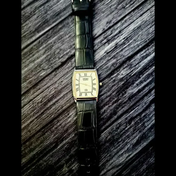 **RARE Mens Vintage Tank Barrel Slv Wht Watch New Mvt & Batt‎
