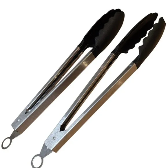 Kitchen Food Tongs Silicone Stainless Steel Set of 2 12