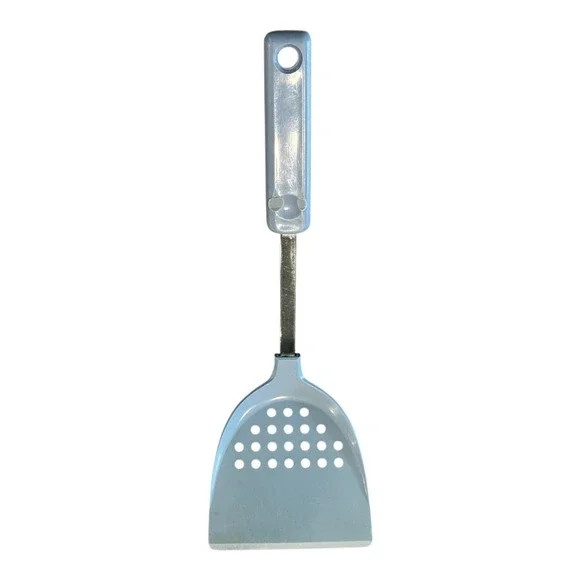 EKCO Slotted Spatula Turner Kitchen Utensil Gray Metal Handle‎ Holes Perforated