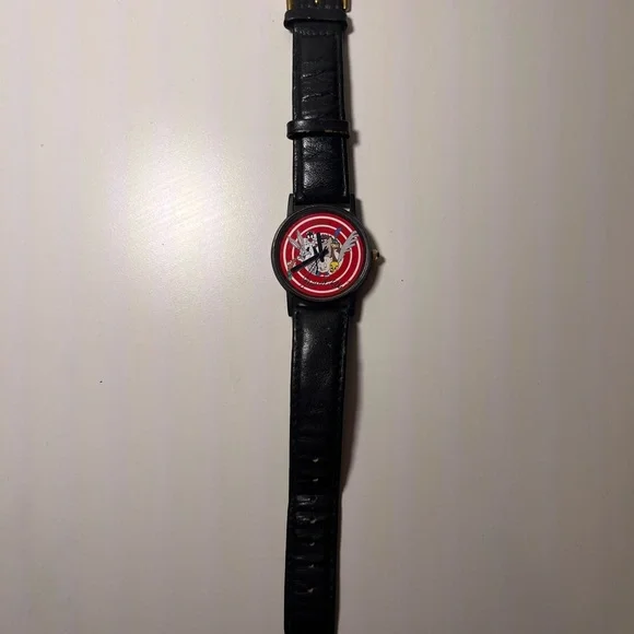 Vintage Armitron Looney Tunes Watch with Black Leather Strap