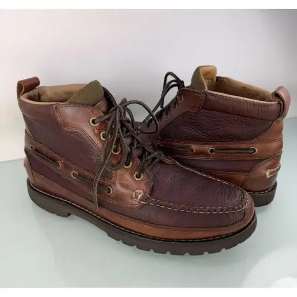 L.L.Bean Allagash Bison Brown Chukka Boots 10 EE Wide Handsewn Moc Toe Lug Sole
