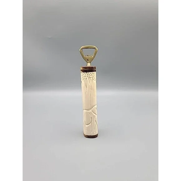 Barware Vintage 7 Inch Hand Carved Brass Elephant Carving Bottle Opener