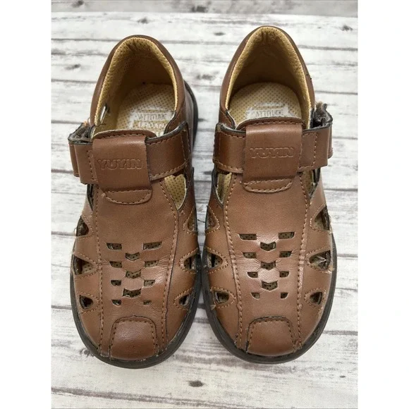 Boys Leather Sandals Brown Little Kid Size 10.5 US 17.5 MX