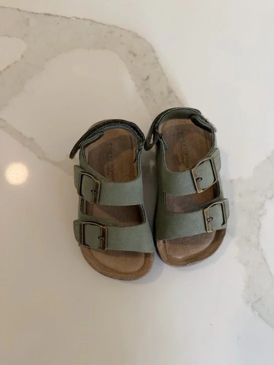 next Olive Green Double Buckle Kids Sandals with Ankle Strap
