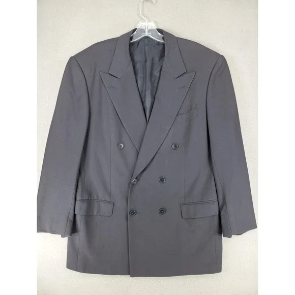 Vintage Gucci Black Sport‎ Suit Jacket 100% Wool double Breasted Men's 42 Chest