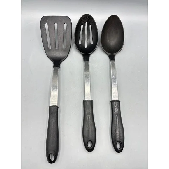 3 Pc‎ Kitchen Nylon Utensil Set Spatula Slotted Spoon Solid Spoon Made in USA
