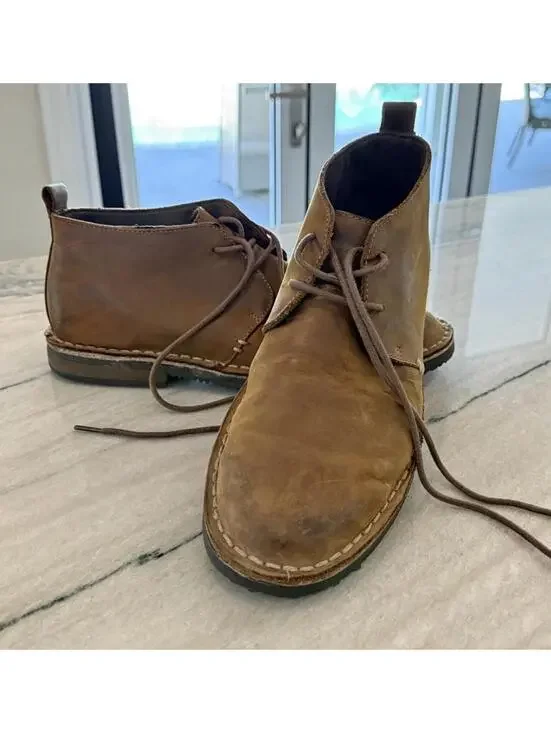 ✨ Men’s Brown Leather Chukka Desert Boots Lace Up Ankle Shoes Sz 9 ✨