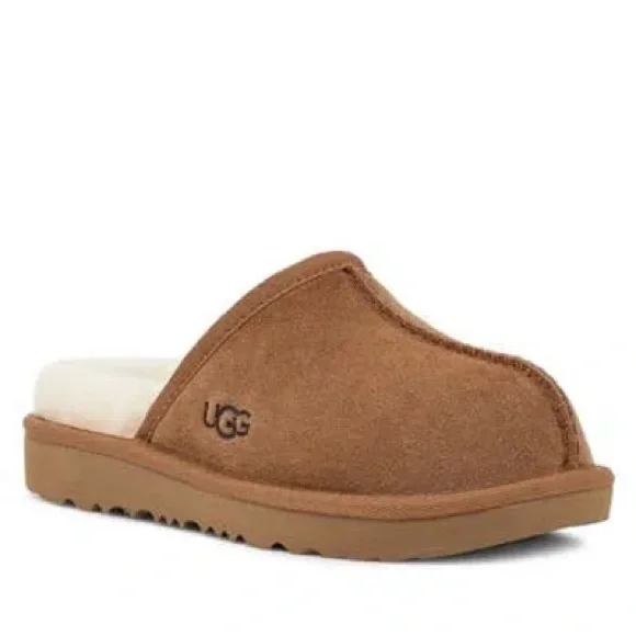 UGG Brown Suede Slippers Kids' Keegan Slide In Chestnut size 1 UC trending
