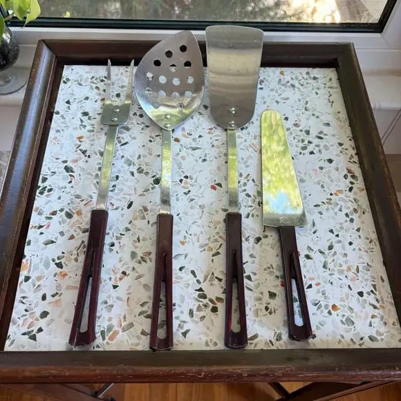 Vintage Stanhome Kitchen Utensil Set Bakelite Handles Stainless