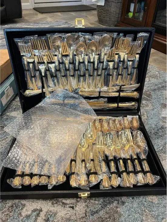 Vintage F. B. Rogers and Son gold plated flatware set