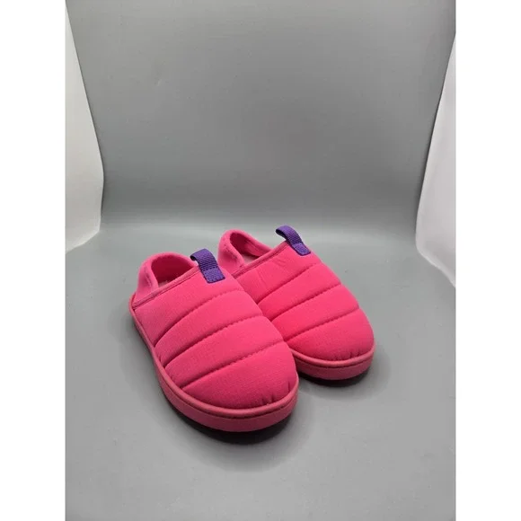 Wonder‎ Nation Girls Pink Quilted Slip On Slippers Cozy Indoor Shoes