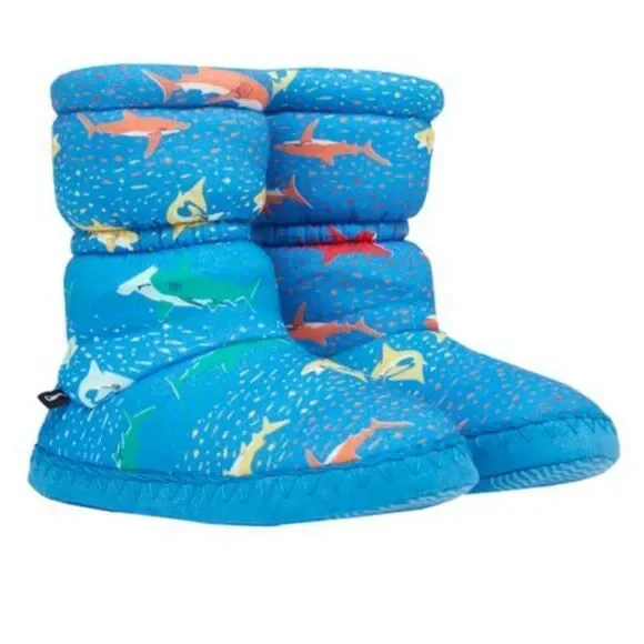 Joules Blue Rainbow Shark Padabout toddler Slipper Boot socks size XS 9-10