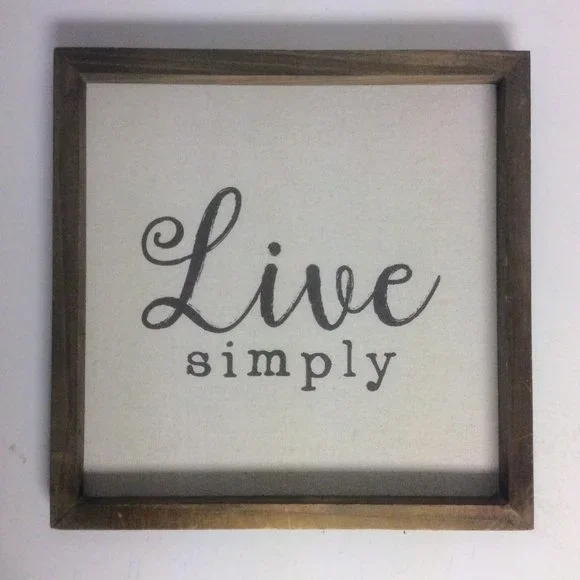 Live Simply Minimalist Wall Art on Canvas Framed in Wood 12