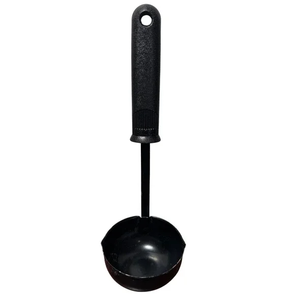 Vintage‎ EKCO Black Metal Soup Ladle Dual Pour Spout Textured Handle 10.5