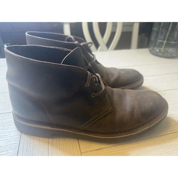 Clarks Mens Desert‎ Boots Sz 10.5 M Bushacre Chukka Brown Leather Lace Up Shoes