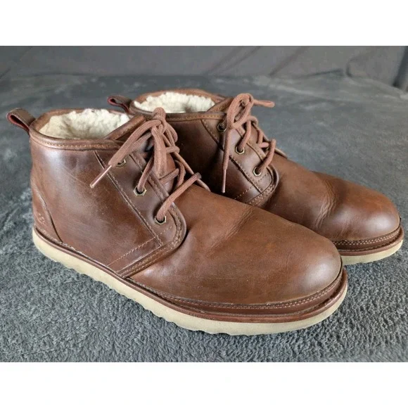 UGG Neumel Waterproof Brown Chukka Shearling Lined‎ Ankle Boots Men Size 12