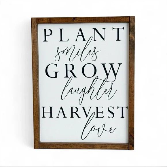 Plant Smiles Grow Laughter Harvest Love Wood Decoration Sign for Home