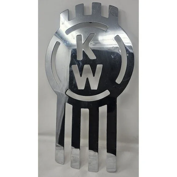 Vtg Kenworth Silver Metal Grille Emblem Tractor Trailer Semi Truck Badge 18.5
