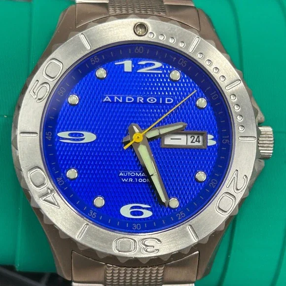ANDROID Automatic Stainless Steel Mens Watch Blue‎ Dial 21 Jewels AD321