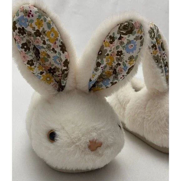 Toddler Size 2 Faux Fur Bunny Nonslip Cushion Insole Slippers Floral Easter