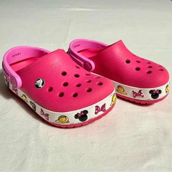 Crocs Disney Crocbands Minnie Mouse Clogs Girls 7 Slip Ons Paradise Pink Summer