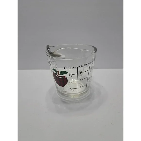 Anchor Hocking glass‎ measuring cup Decorated With Apples cooking kitchenware