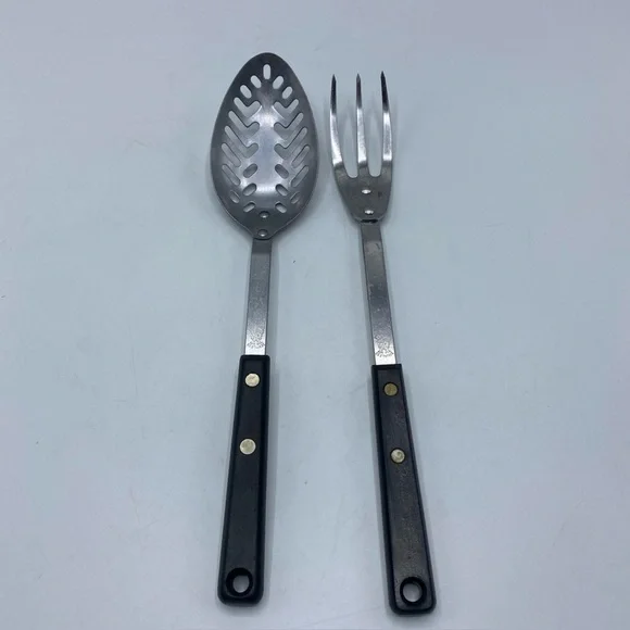 Vintage Ekco 3 Prong Tine Dinner Stainless Granny Fork Spatula Forge Utensils