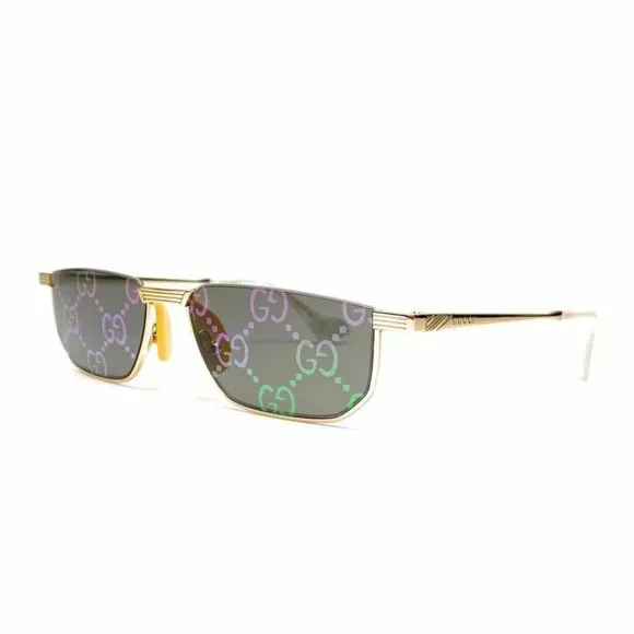 Gucci Men's Rectangle Gold Sunglasses