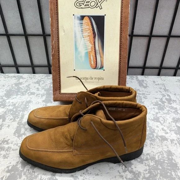 Geox Respira Nabuk 2535‎ Tan Leather Chukka Boots Mens 41 Italian Breathable
