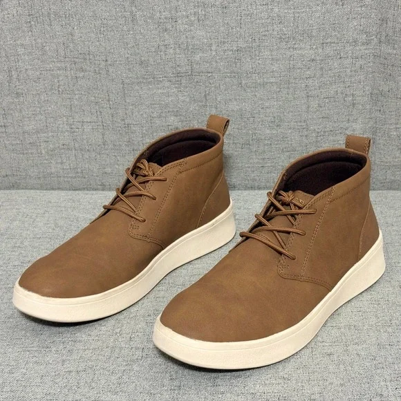 IZOD Mens Palmer Brown Memory Foam Chukka Sneaker Boots 9M Faux Leather