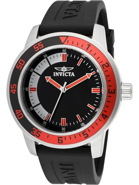 Men's Black Red Analog Quartz Fashion Solid Specialty Silicone Round Wrist Watch