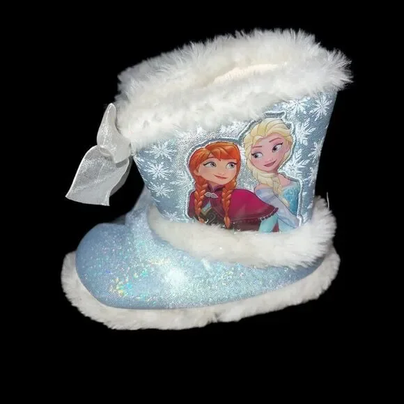 Disney Frozen slippers in blue with faux‎ fur lining girl’s size 7/8