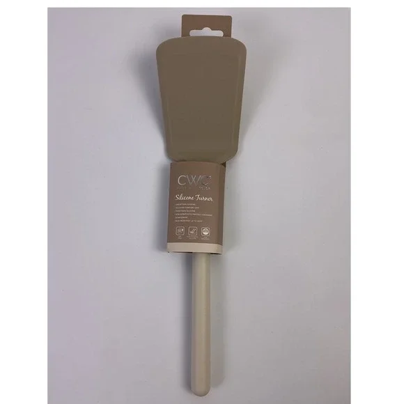 CWC Cook With Color Silicone Turner Tan Heat Resistant Kitchen Utensil New