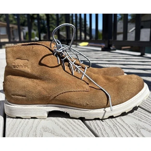 Sorel NM2560-224 Tobacco Brown Suede Leather Chukka Ankle Boots Mens Size 10
