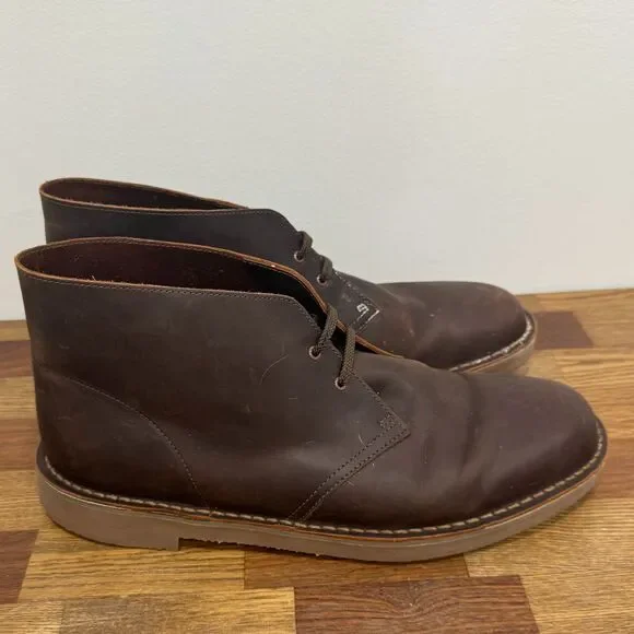 Clarks Mens 14‎ Desert Boot Brown Leather Lug Sole Chukka Boots Low Top Lace EUC