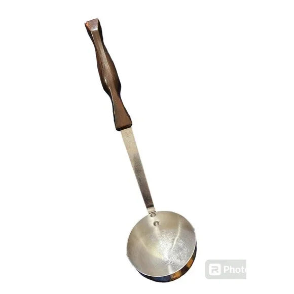 Cutco Soup Ladle No. 1715 Stainless Steel Brown Orange Swirl Handle Made in USA