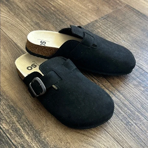 SO Black Kids clog Shoes with Buckle