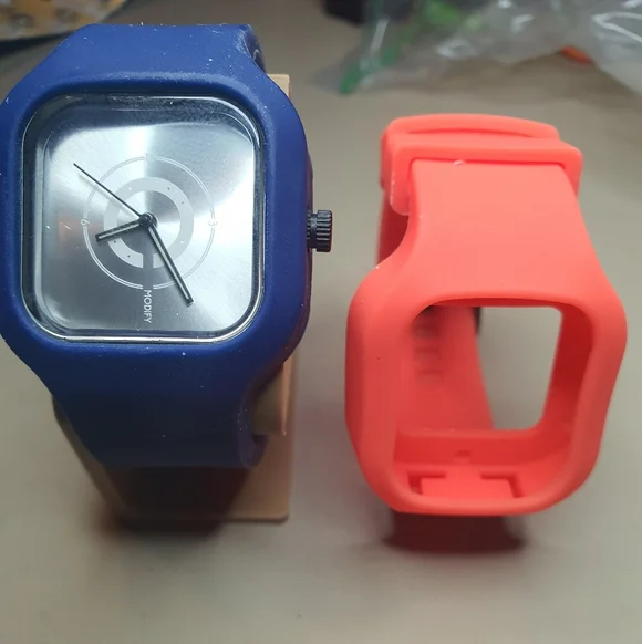 10/$20 Modify Blue/Silver Silicone Unisex Watch w/Extra Band