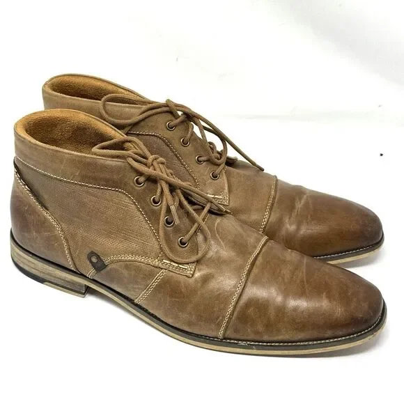 Steve Madden Brown Leather Cap Toe Chukka Ankle Boots