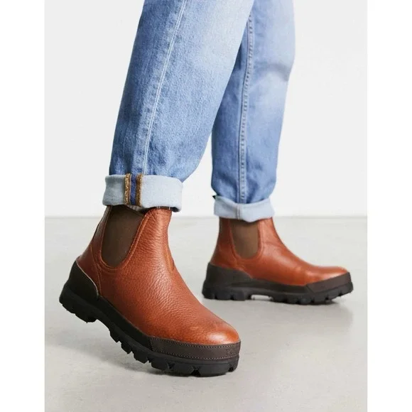 New POLO Ralph Lauren Oslo Chunky Chelsea Boots‎ Men's 13 D Tumbled Leather