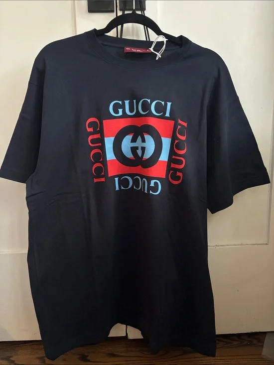 Cotton Gucci Navy Blue Jersey Shirt