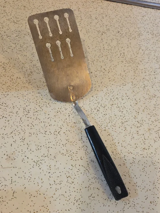Ekco Vintage Slotted Keyhole Spatula Turner Black Handle 11