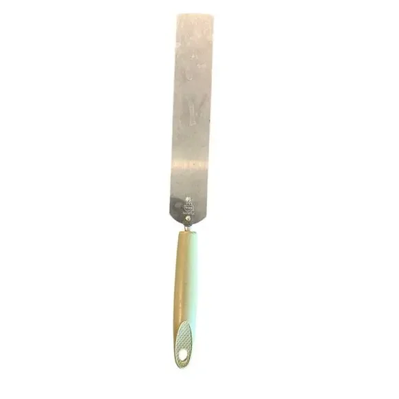 Vintage Ekco Cake Icing Spatula Stainless Steel Green Handle 11.5