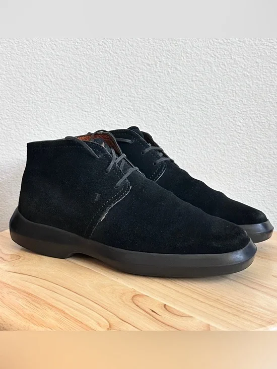 TOD’S Men's Black Leather Suede Lace Up Chukka Boots Size 7.5