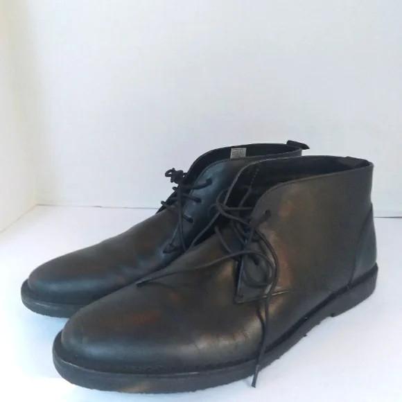 Classic Black Leather Chukka Boots Casual‎ Dress Shoes Minimalist Desert Boots
