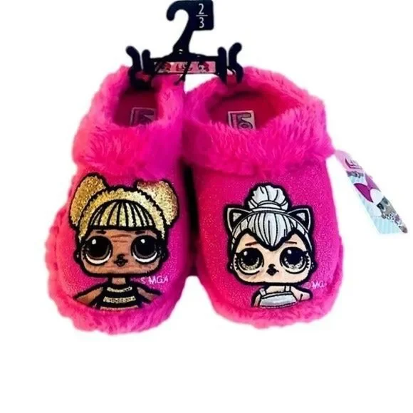L.O.L. Surprise Slippers Girls 2-3 New Slip-on Plush