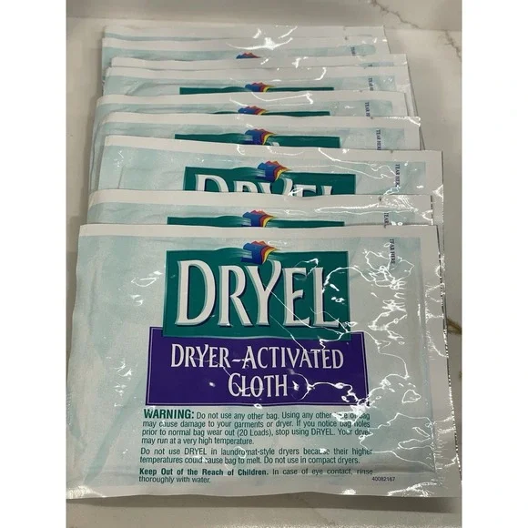 Dryel Dryer-Activiated Cloth‎ Original Scent Lot of 9 New Old Stock No Bag