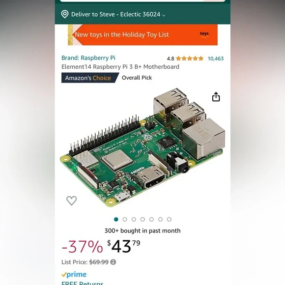 Raspberry Pi 3B+ Motherboard, with monitor, preloaded OS micro SD. power cable